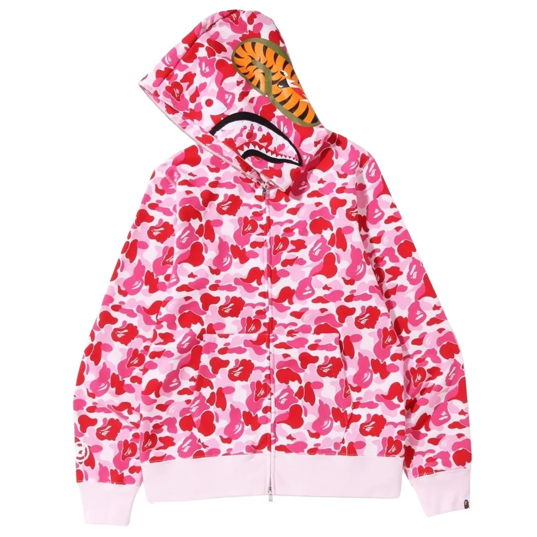 A Bathing Ape Men ABC Camo Shark Full Zip Hoodie (pink)