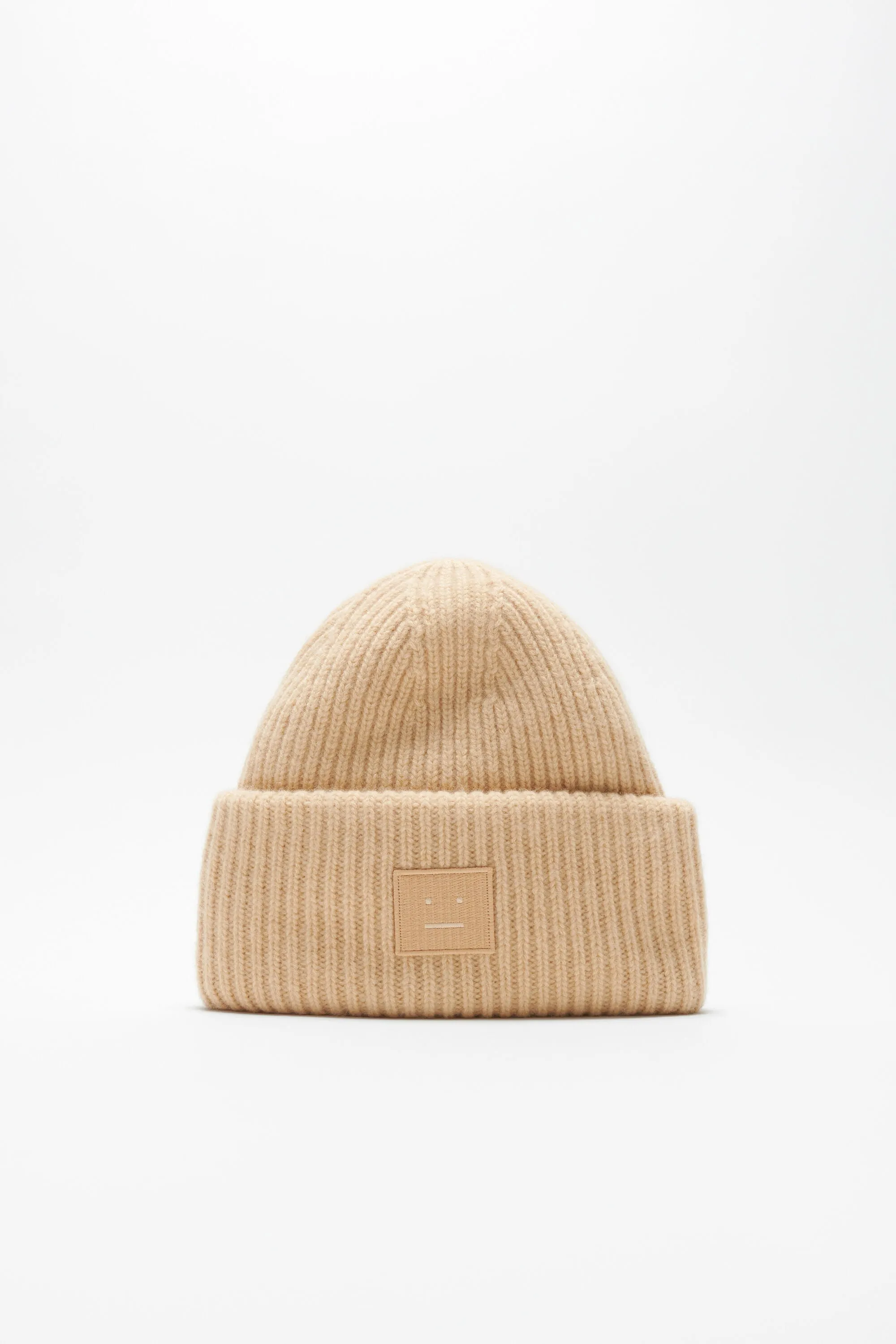 Acne Studios Large face Logo Beanie (Biscuit Beige)