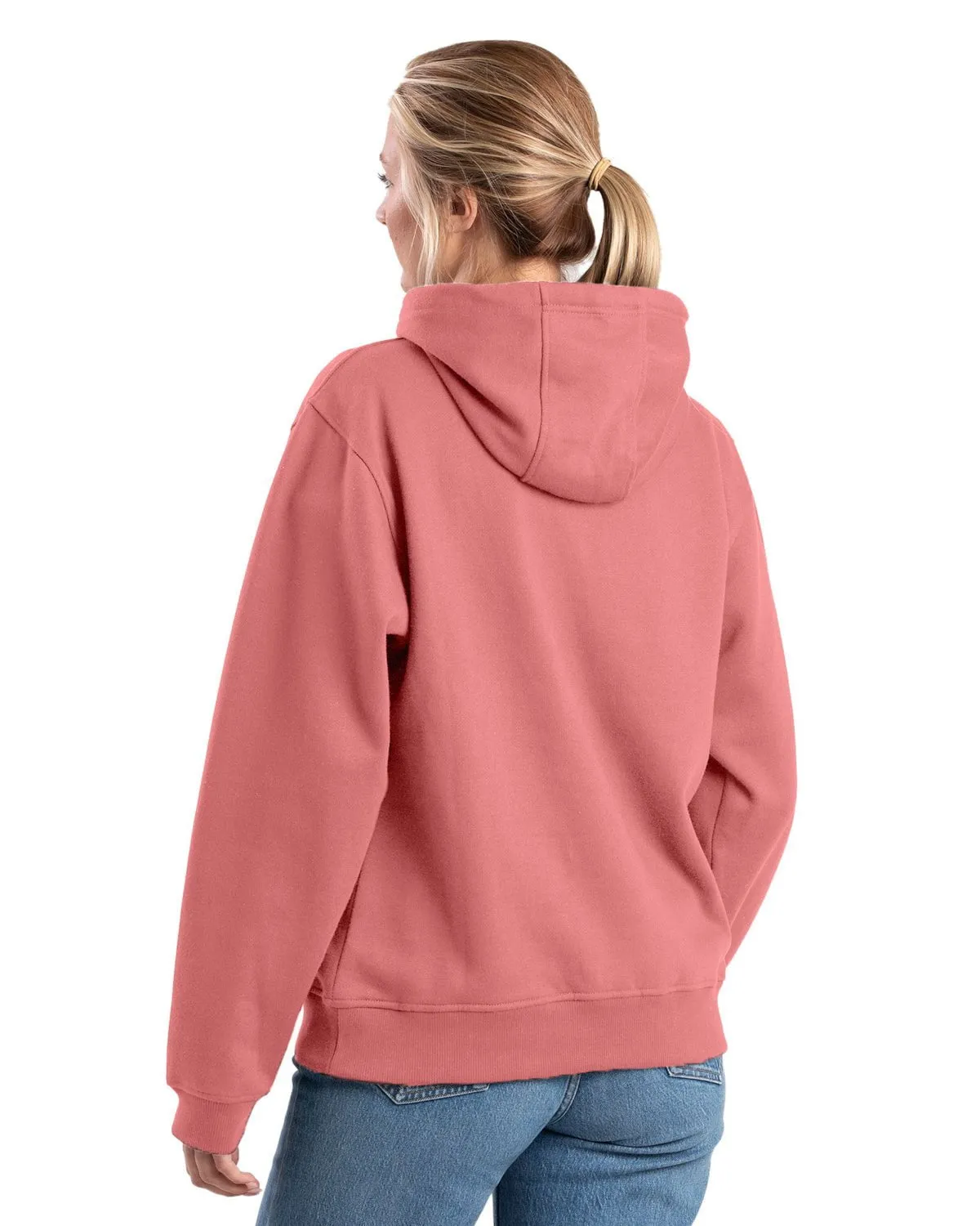 Berne Womens Heritage Zippered Pocket Pink Plume Cotton Blend Hoodie