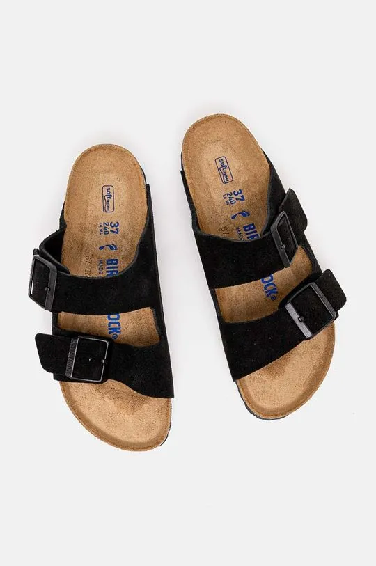 Birkenstock suede sliders Arizona SFB women's black color 951323