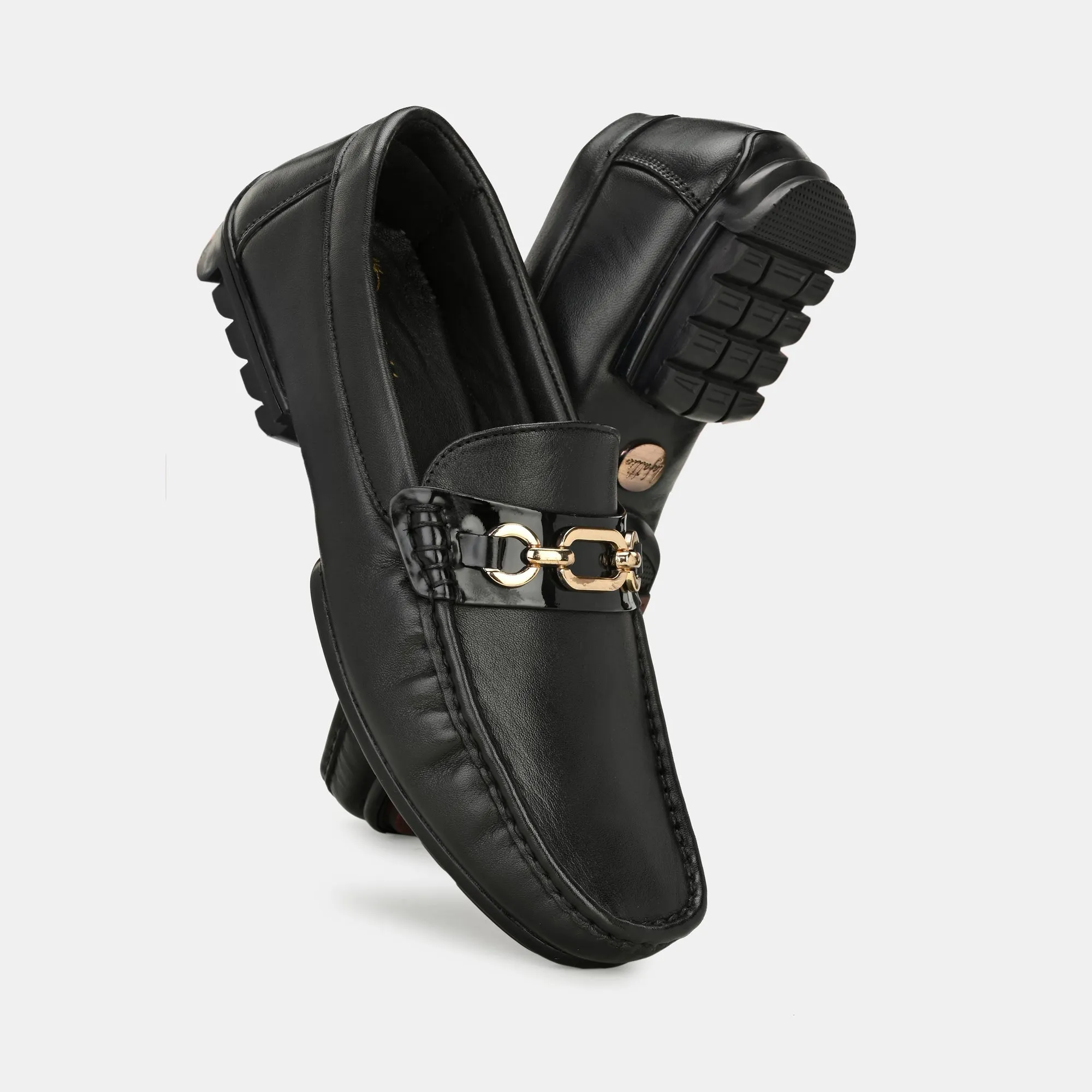 Black Buckled Loafers by Lafattio