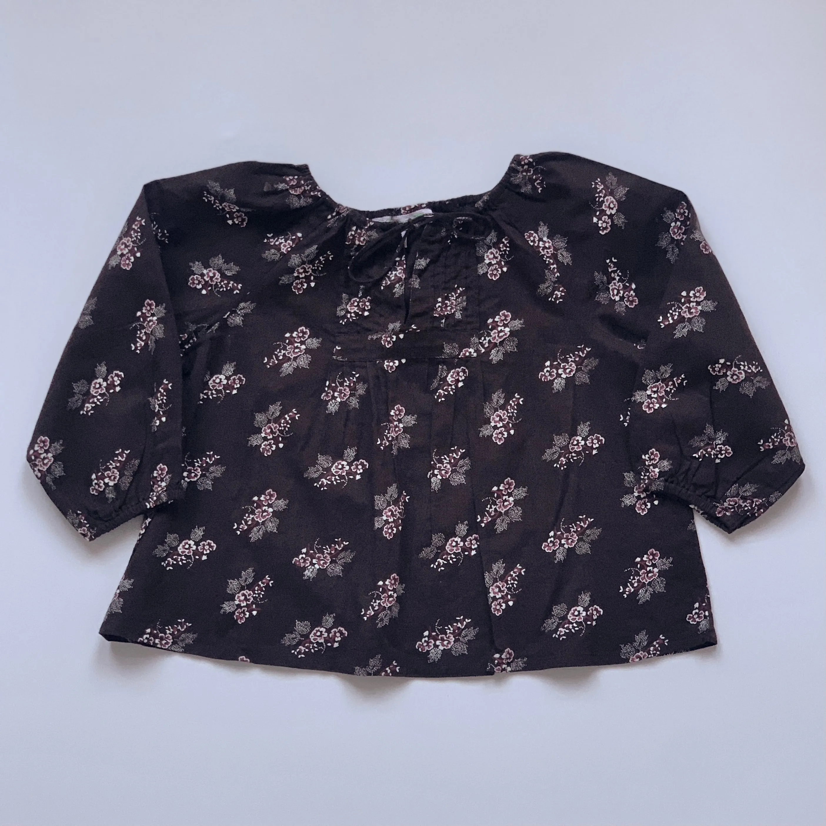 Bonpoint Brown Floral Print Blouse: 18 Months