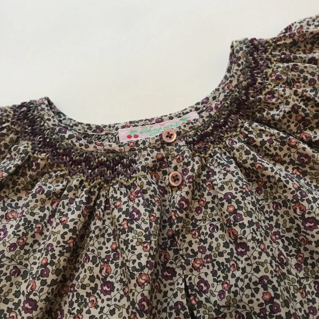 Bonpoint Liberty Print Cotton Blouse With Hand-Smocked Neckline: 6 Years