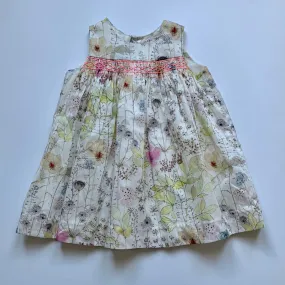 Bonpoint Lime Floral Print Sleeveless Dress With Neon Smocking: 18 Months (Brand New)