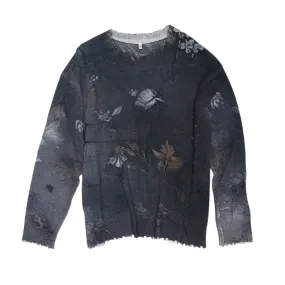 Boyfriend Sweater Distressed Floral