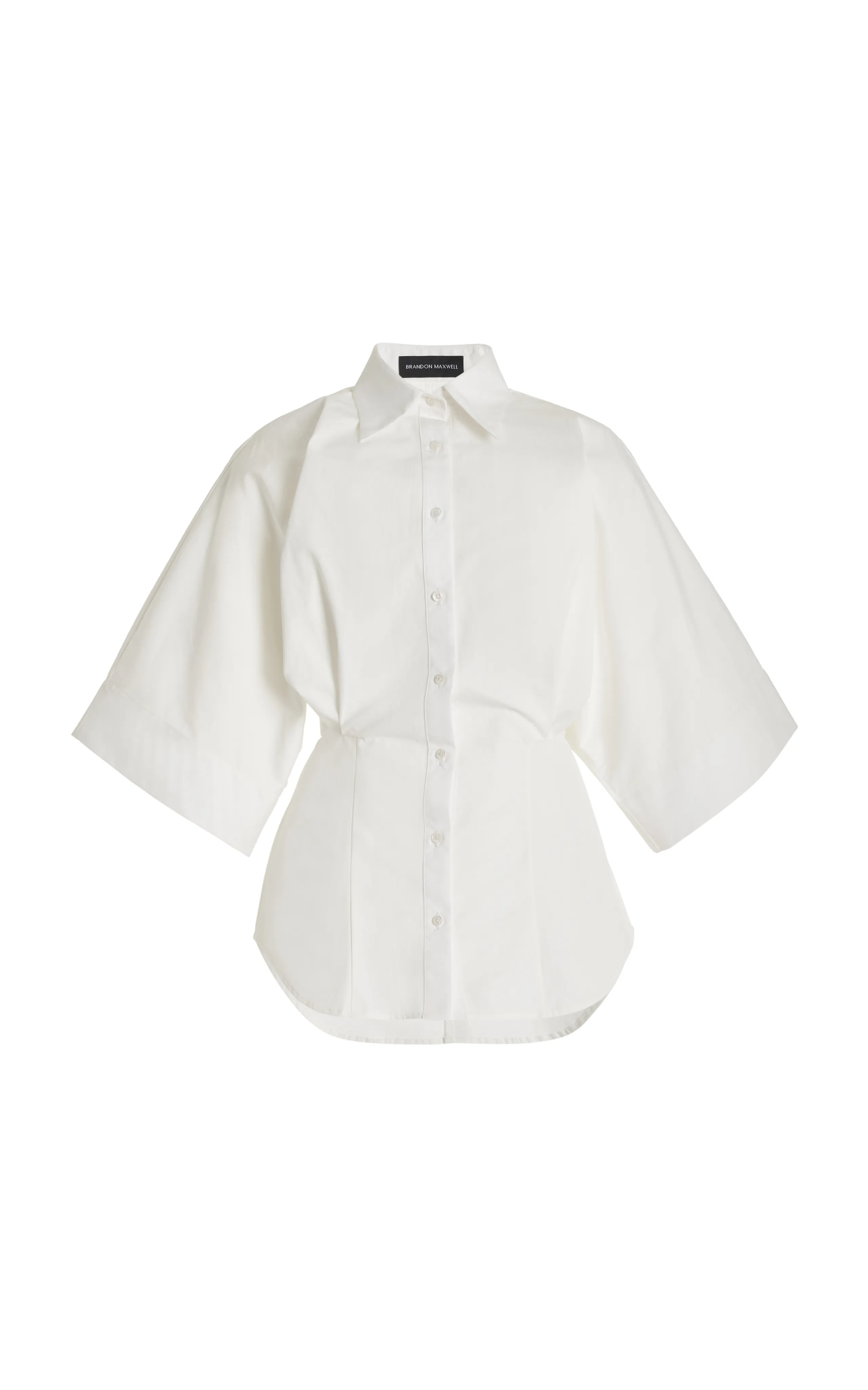 Brandon Maxwell The Elsa Wide-Sleeve Cotton Poplin Shirt