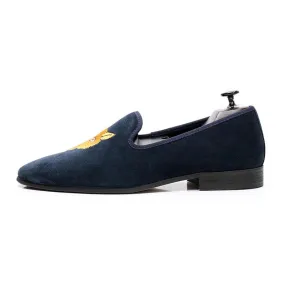 British Style Embroidered Loafers Blue 