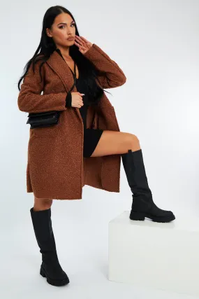 Camel Mid Length Teddy Coat - Madelin