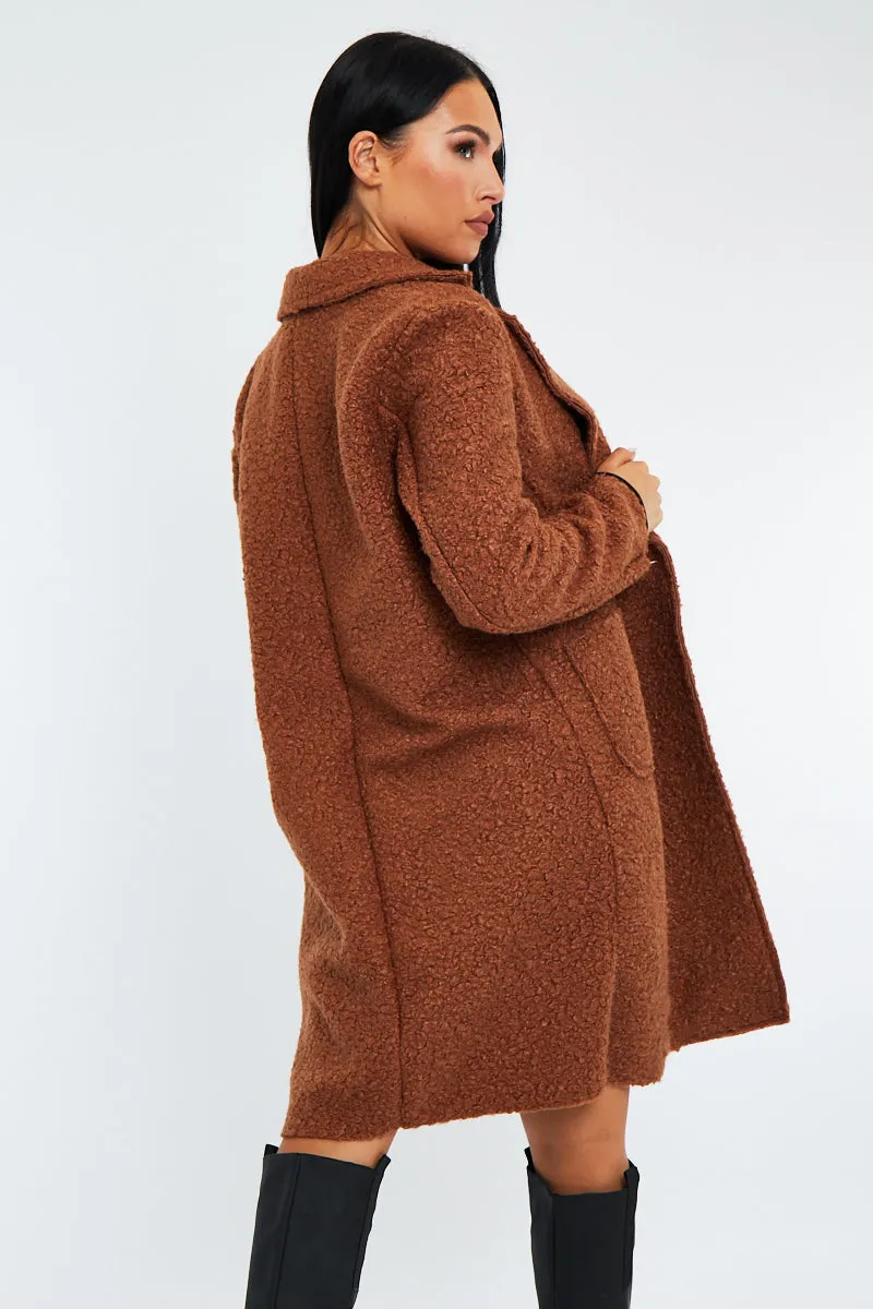 Camel Mid Length Teddy Coat - Madelin