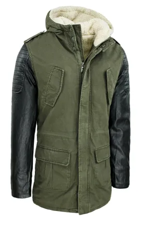 Cappotto Parka uomo invernale slim fit verde militare giacca con cappuccio