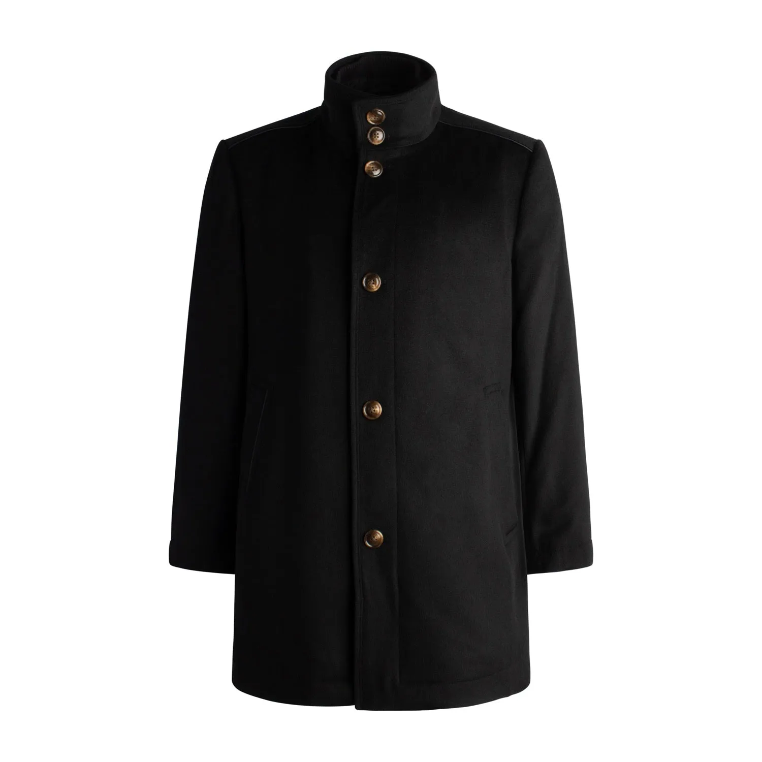 Cashmere Blend 6-Button Coat with Zip-Out Wind Blocker in Black by Viyella