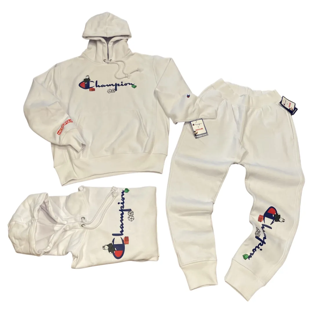 CHAMPION X MONOPOLY REVERSE WEAVE SWEATSUIT-WHITE