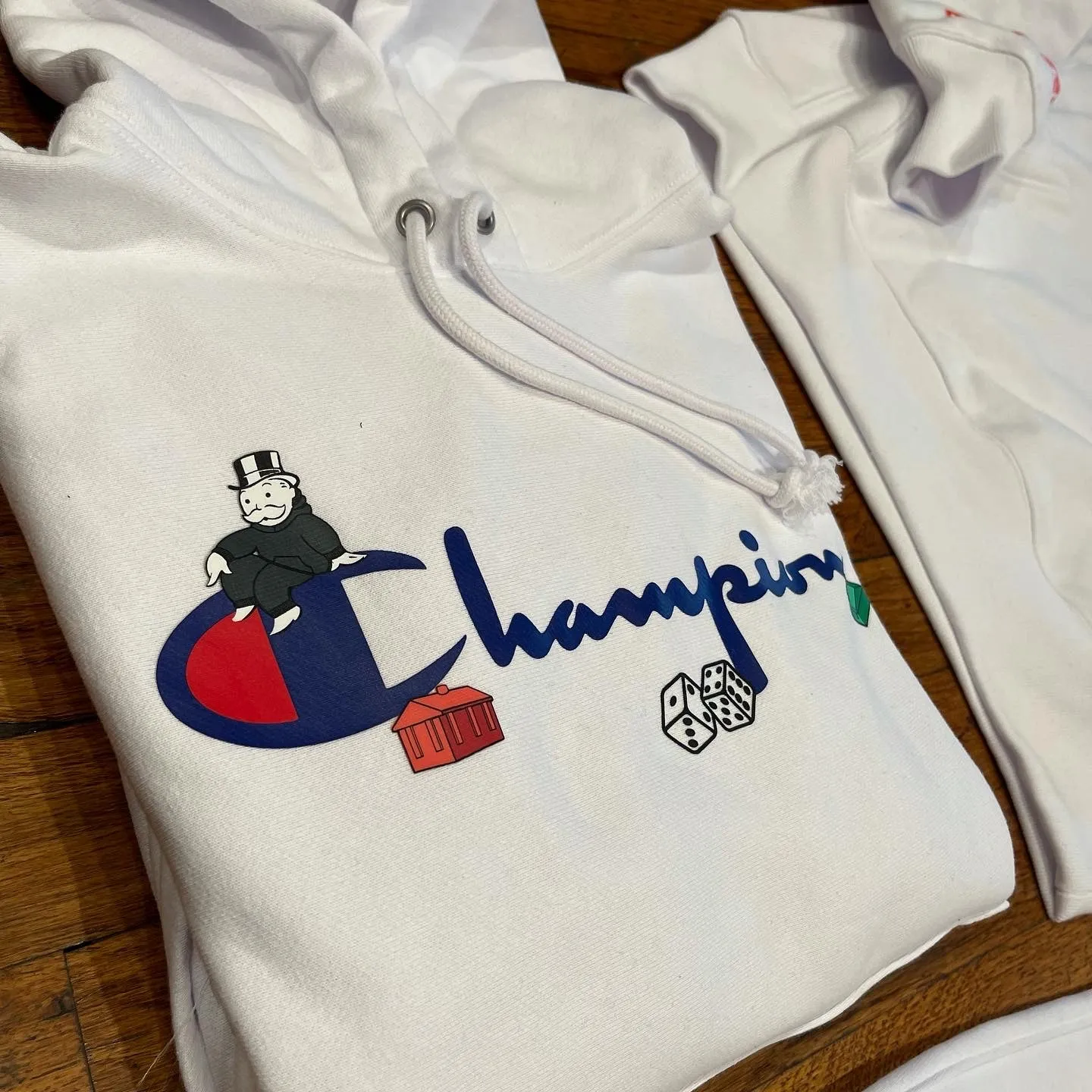 CHAMPION X MONOPOLY REVERSE WEAVE SWEATSUIT-WHITE