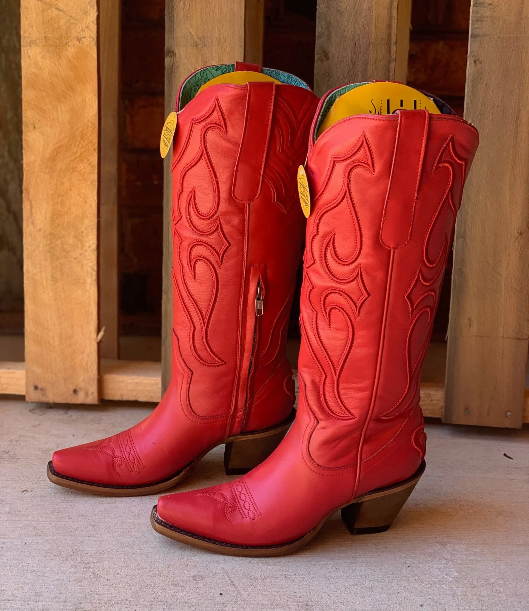 Corral Ruby Red Tall Top Stitch and Inlay Boot Z5076