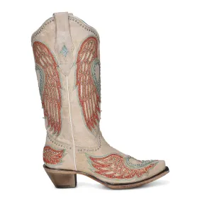 Corral Womens Winged Heart Cowboy Boots Leather Bone