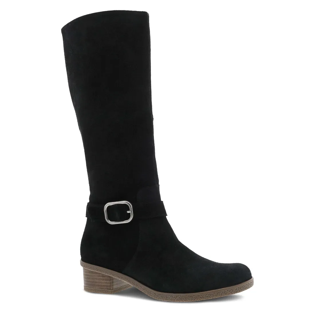 Dansko Dalinda Waterproof Suede Tall Boot in Black & Chocolate