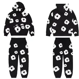 Denim Tears The Cotton Wreath Sweatsuit Black (Full Set)