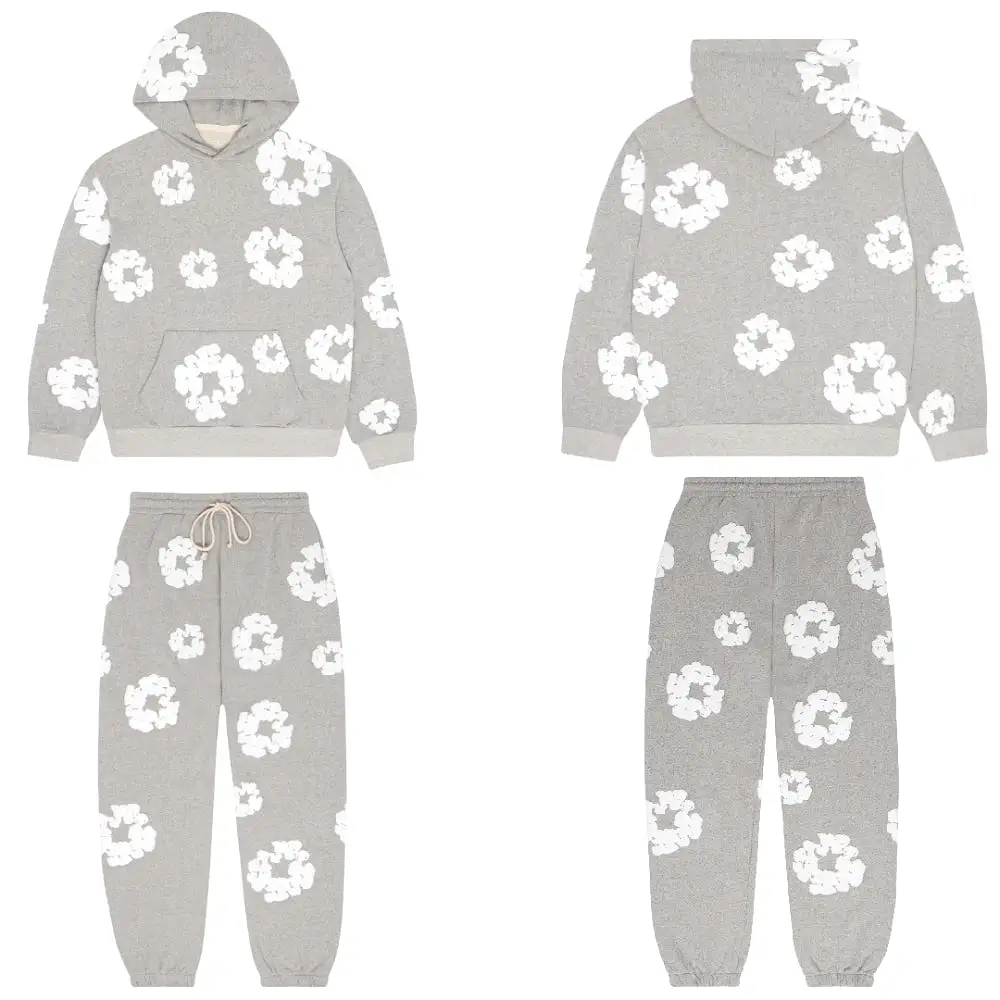 Denim Tears The Cotton Wreath Sweatsuit Grey (Full Set)