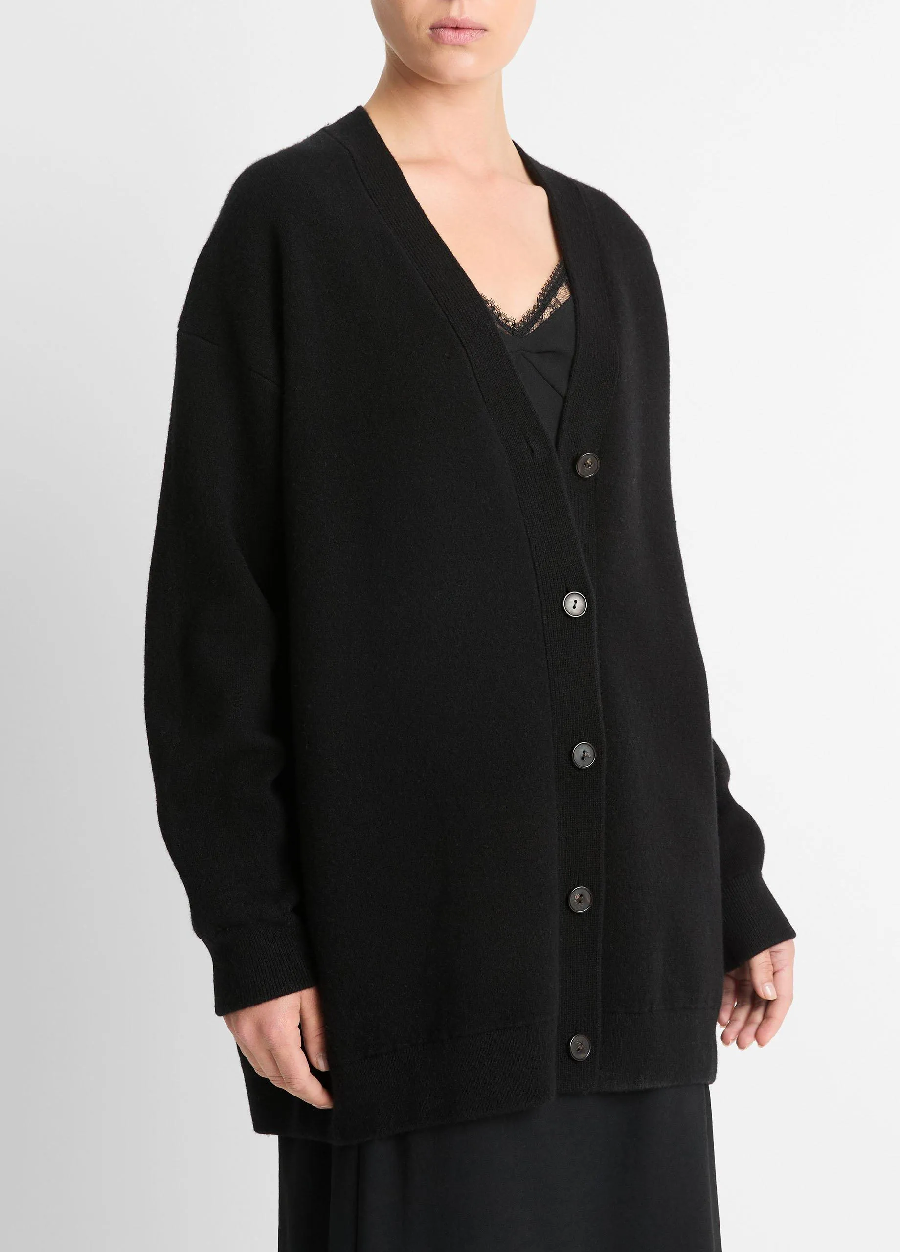 Double-Knit Wool-Blend Oversized Cardigan