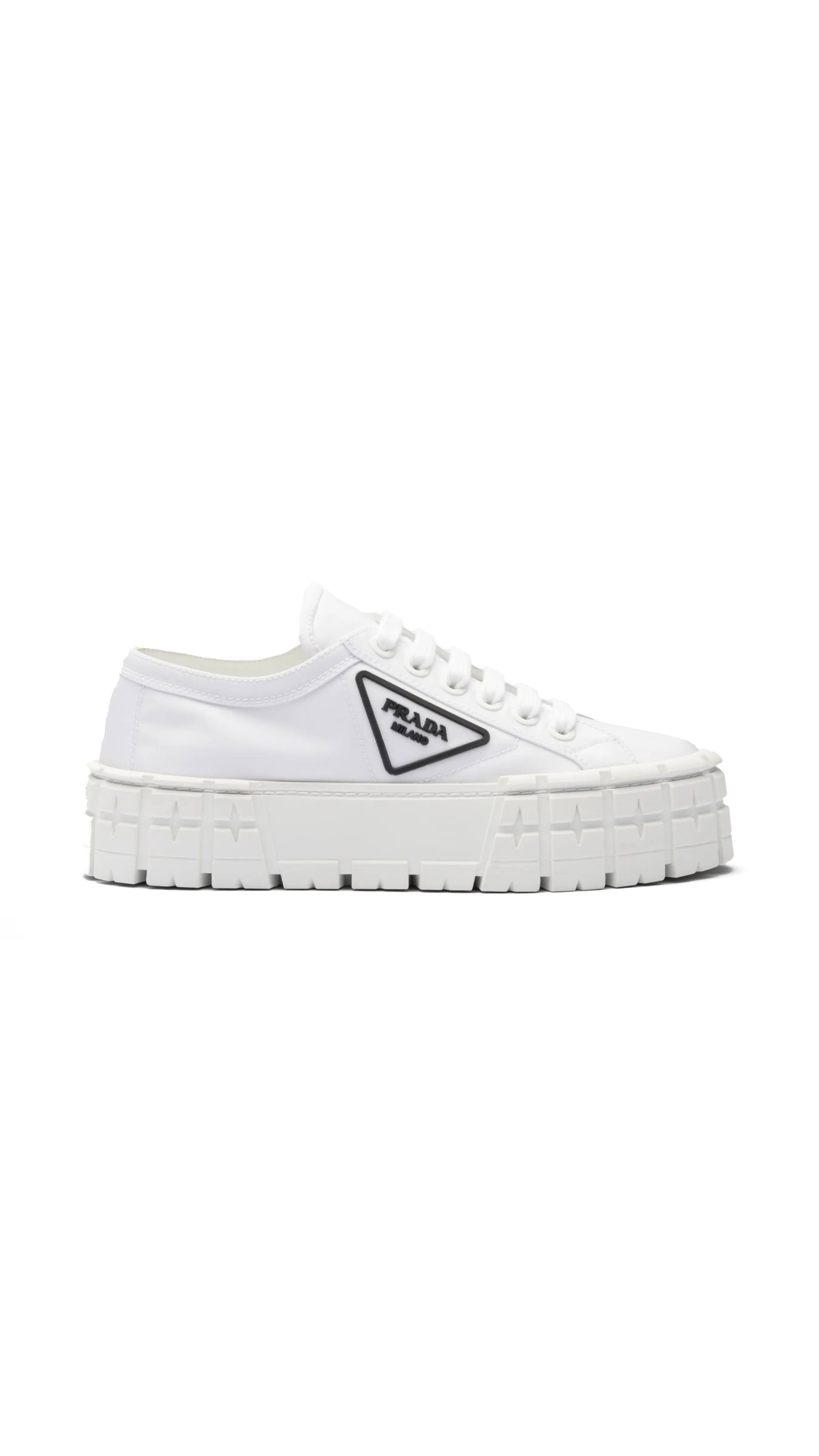 Double Wheel Nylon Gabardine Sneakers - White