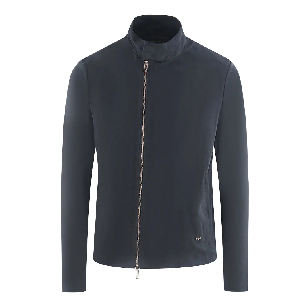 Emporio Armani Navy Blue Leather Jacket