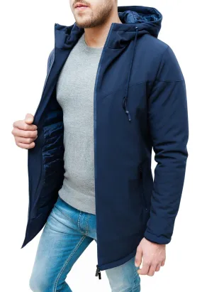 Giubbotto piumino uomo invernale blu scuro casual sportivo Parka con cappuccio