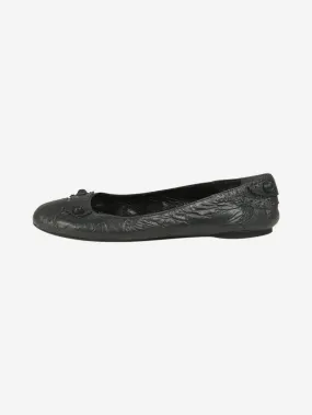   Grey crinkled leather flats - size EU 39