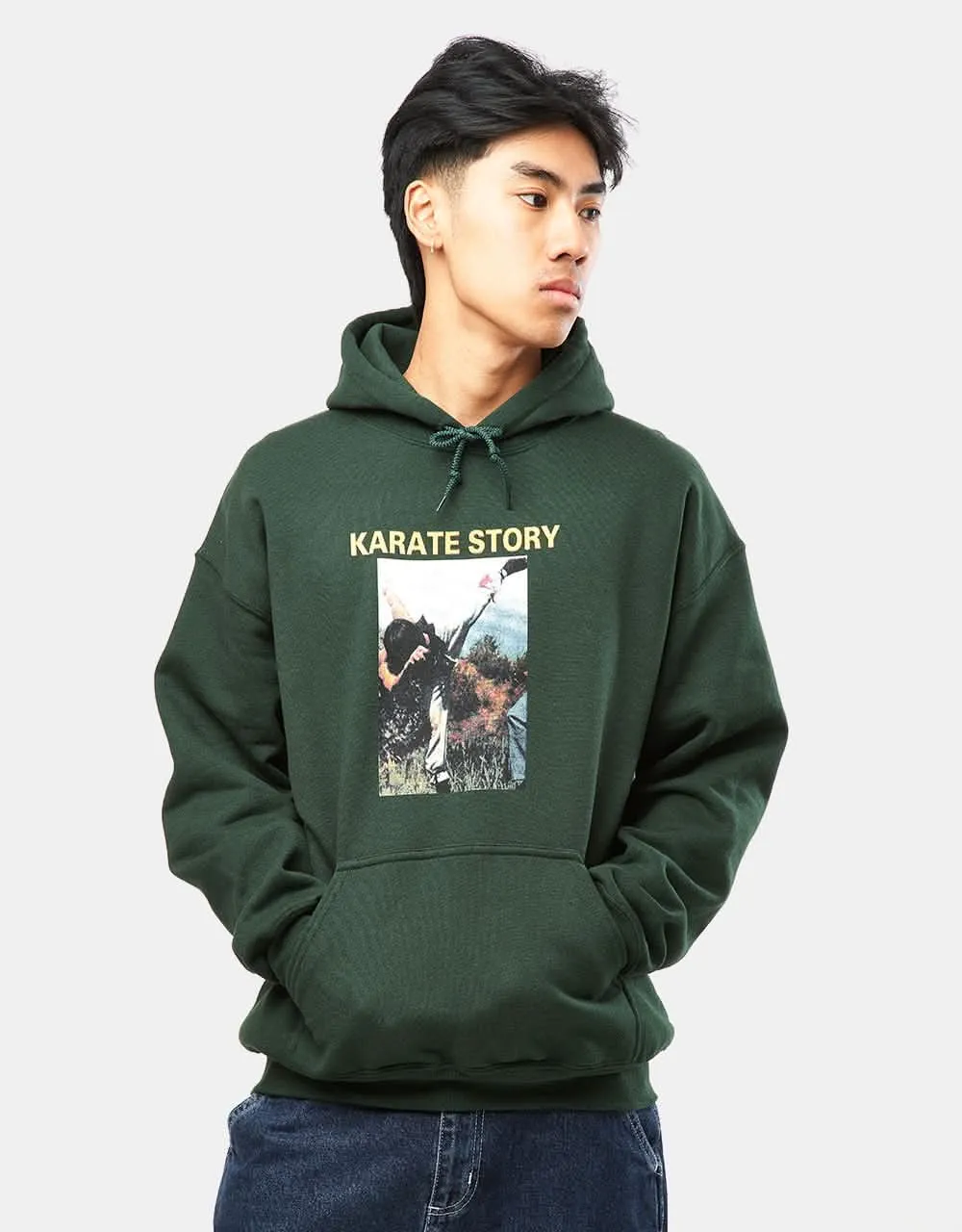 Hockey Karate Story Pullover Hoodie - Forest Green