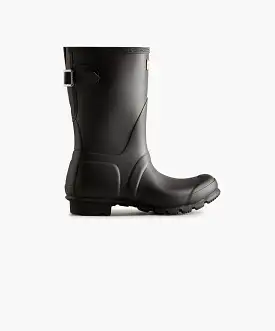 Hunter Womens Original Back Adjustable Short Black Boots