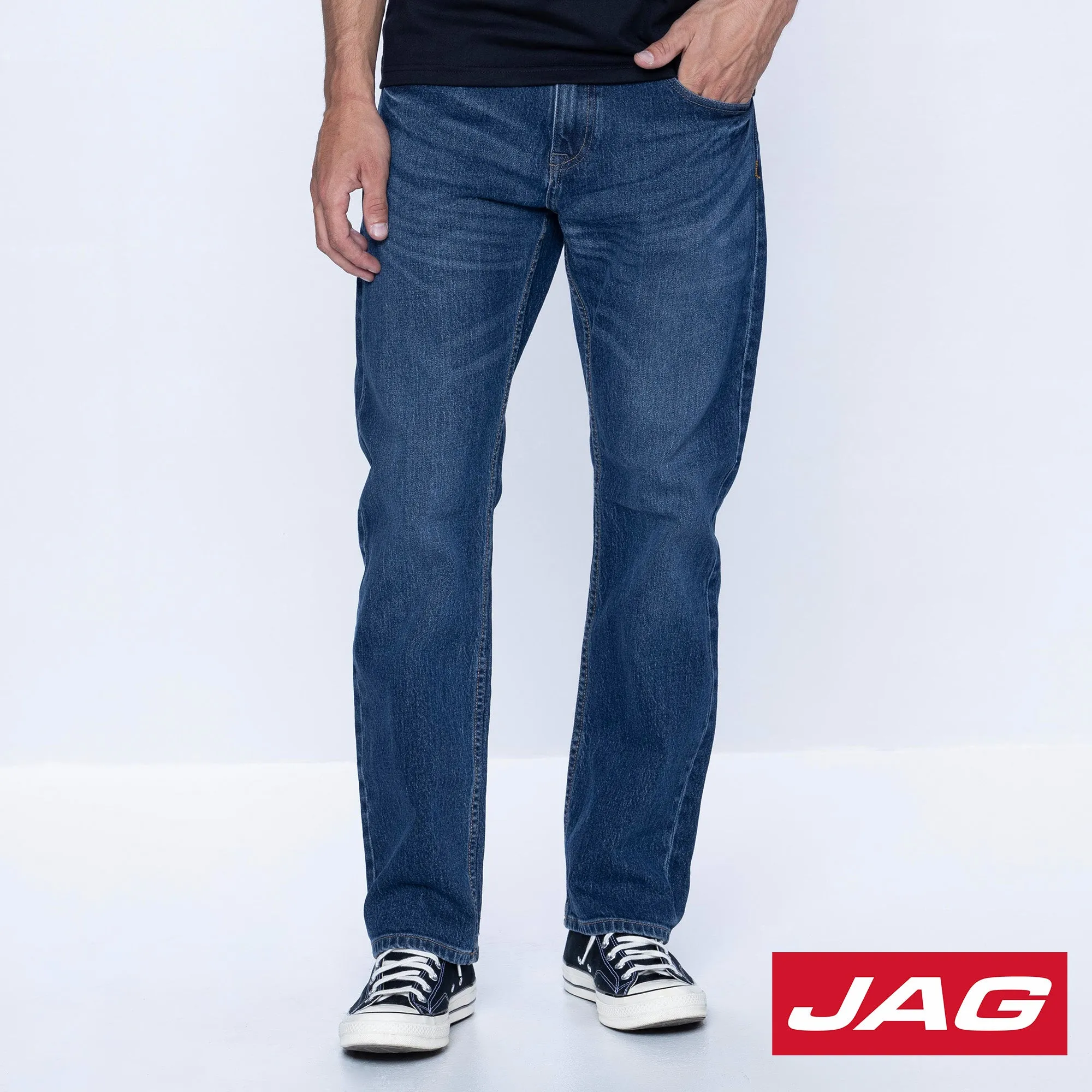 Jag Men's Slim Straight Jeans 30 Inseam in Mid Blue