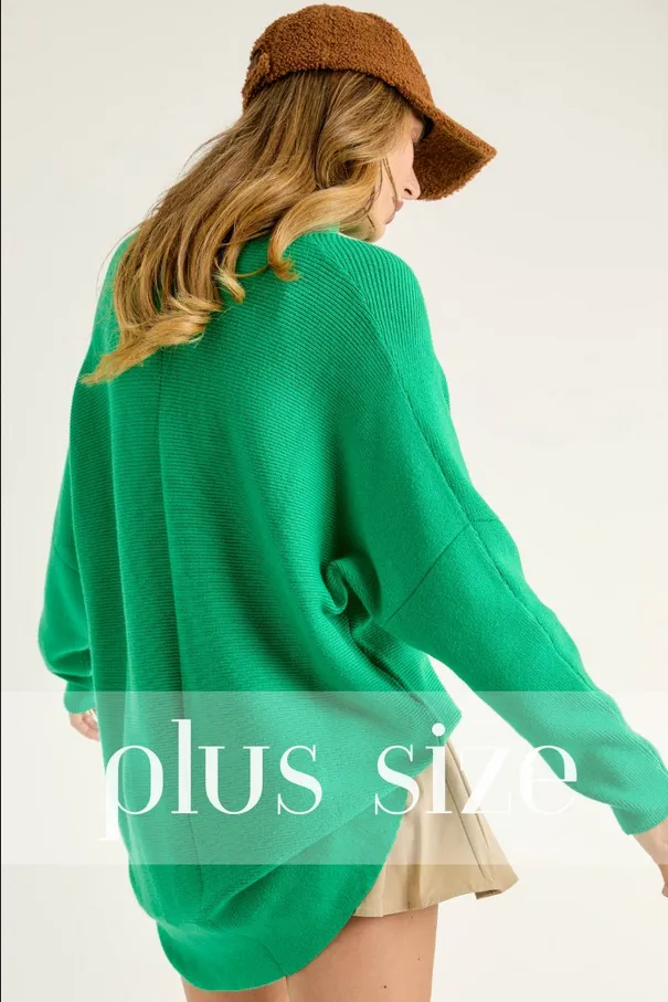 J.NNA Oversized Casual Green Sweater Top