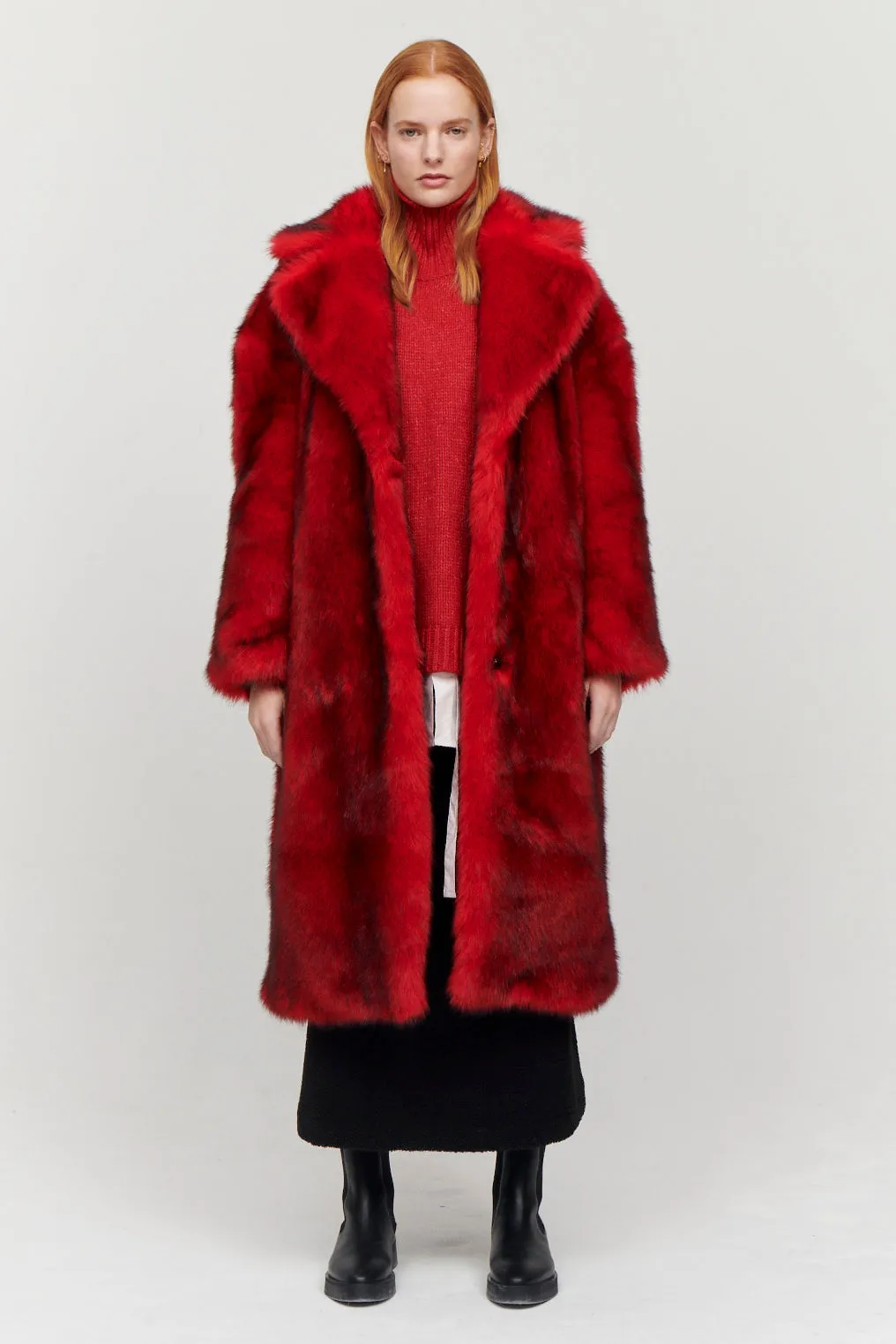 KATIE COAT FOX FUR RED