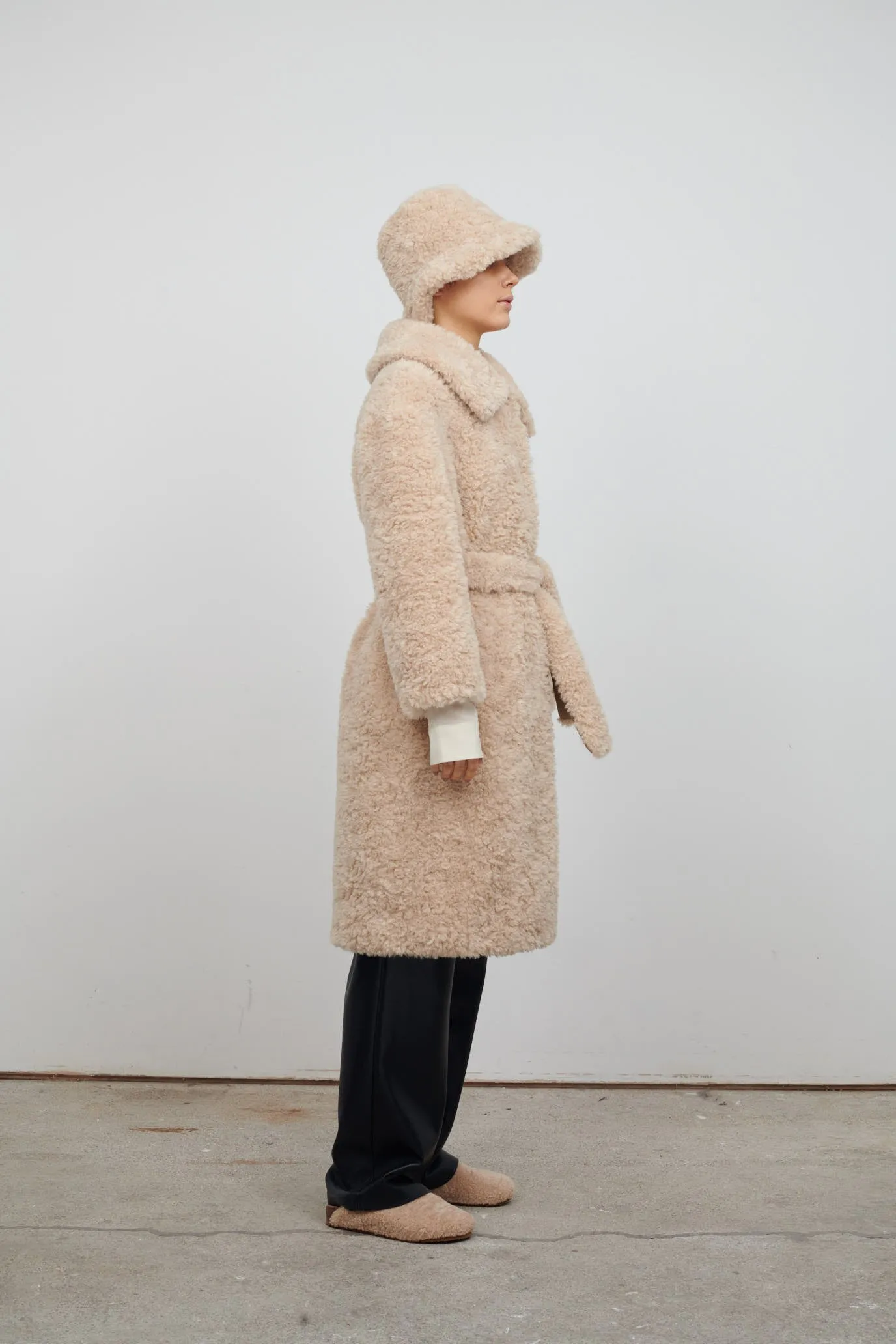 KATRINA FAUX FUR COAT BISCUIT