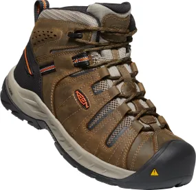 Keen Utility Mens Flint II Mid Soft Toe Cascade Brown/Ochre Leather Work Boots