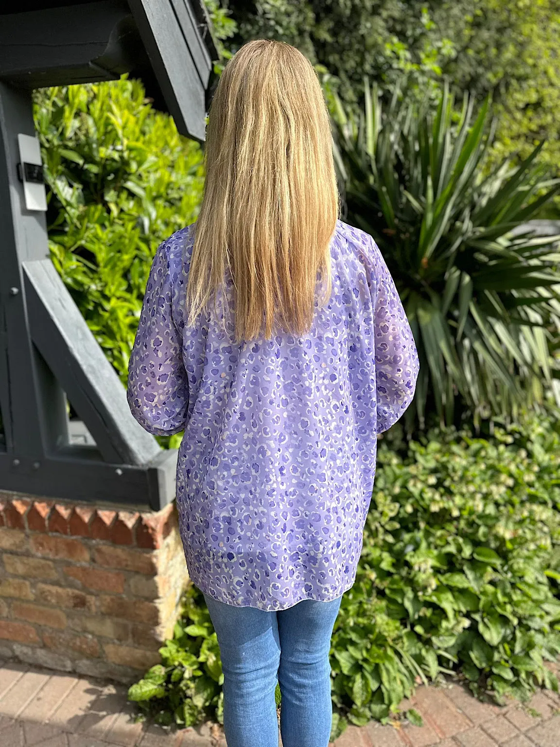 Lilac Leopard High Neck Blouse June