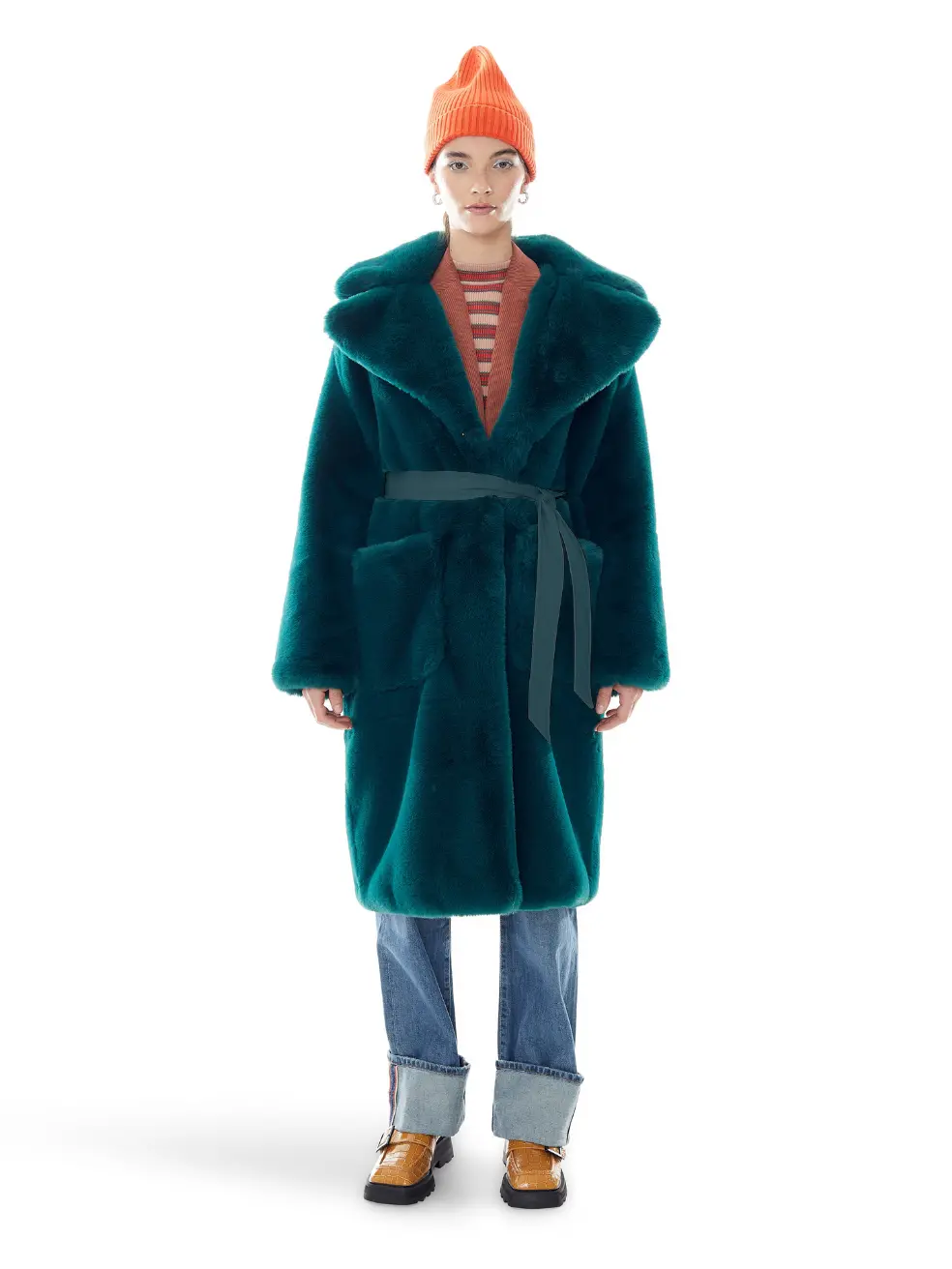 		Lily  Emerald Faux Fur Coat	