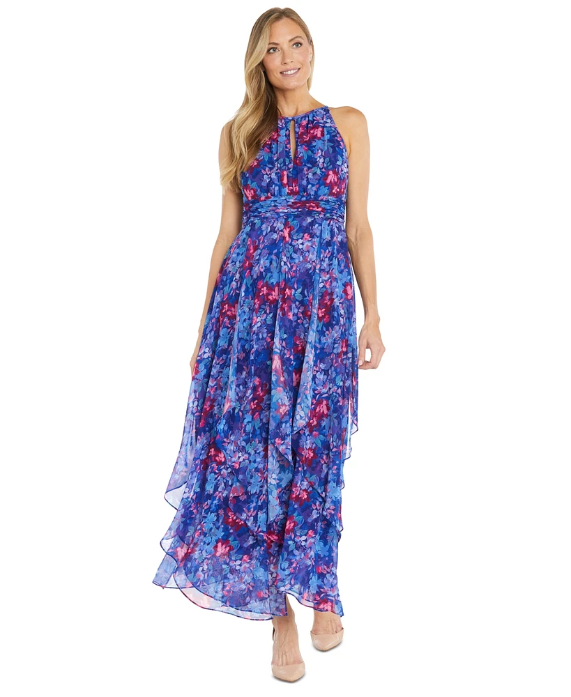 Macy's R & M Richards Women's Floral-Print Ruffled Maxi Dress