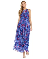 Macy's R & M Richards Women's Floral-Print Ruffled Maxi Dress