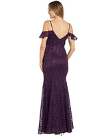 Macy's R & M Richards Women's Sequin Lace Cold Shoulder Gown