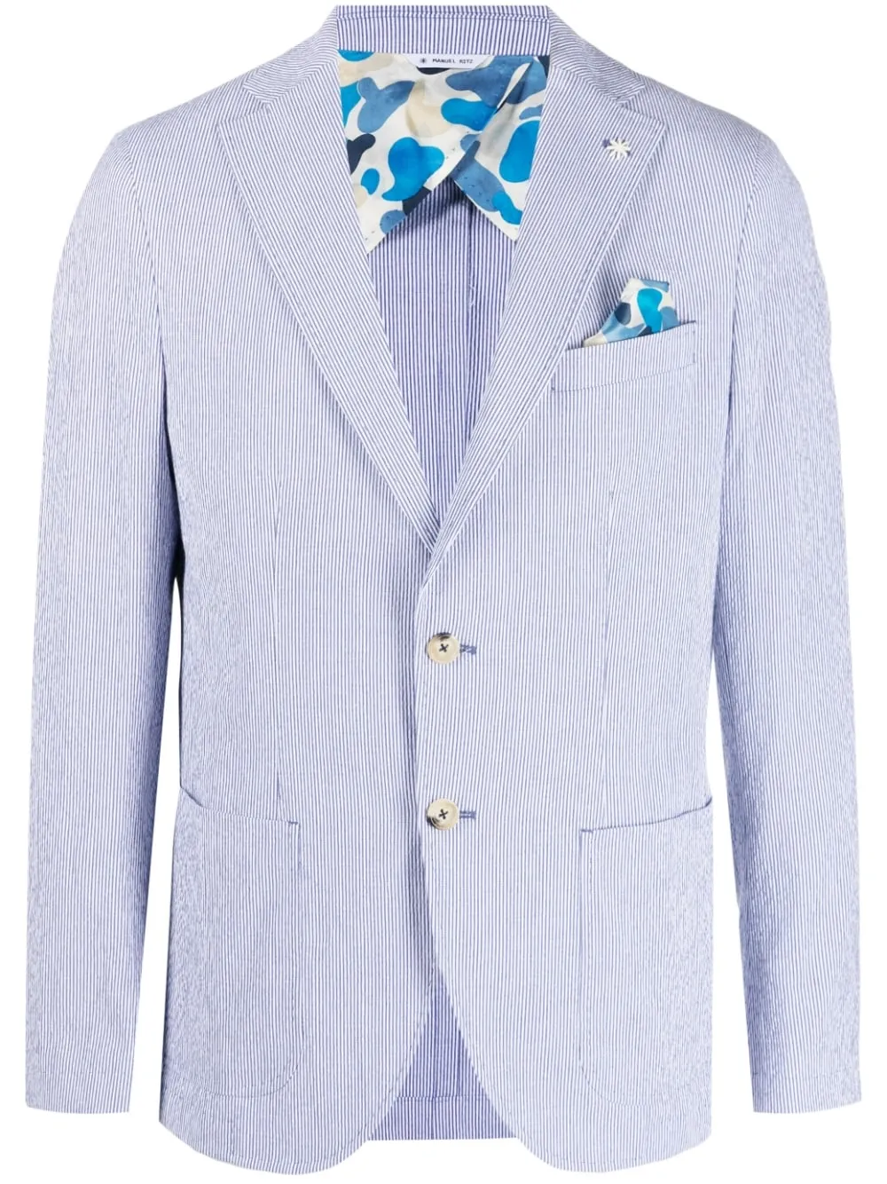 Manuel Ritz Blazer bleu boutonné à rayures