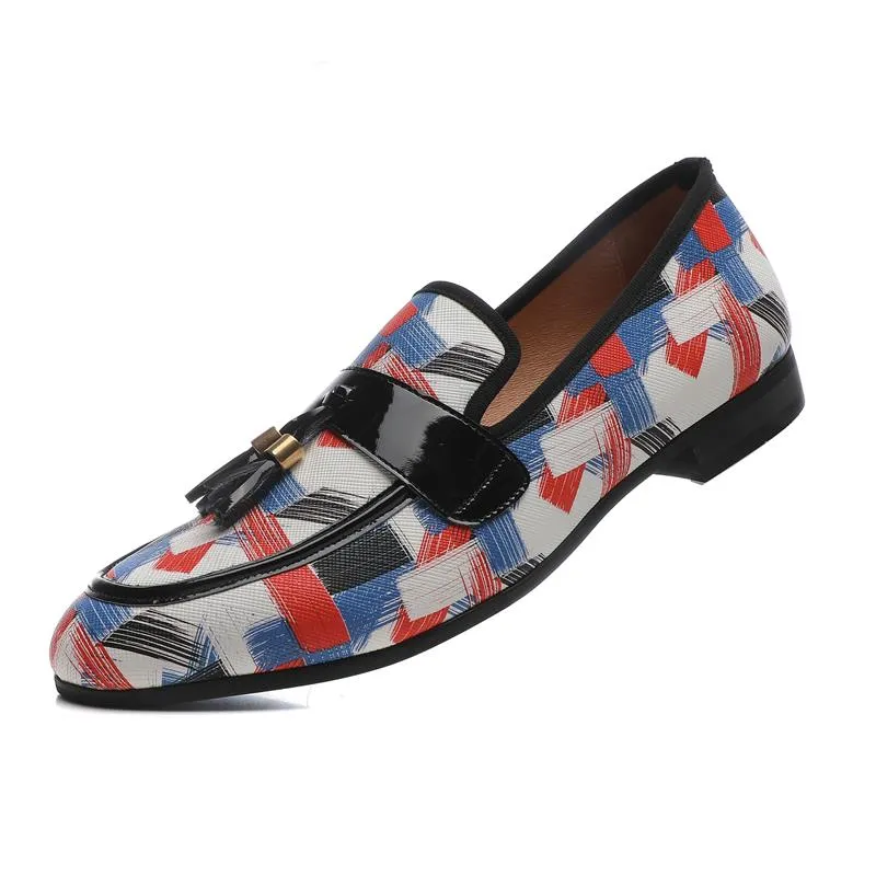 Men's Casual Synthetic Leather Printed Pattern Formal Party Slip-On Loafers