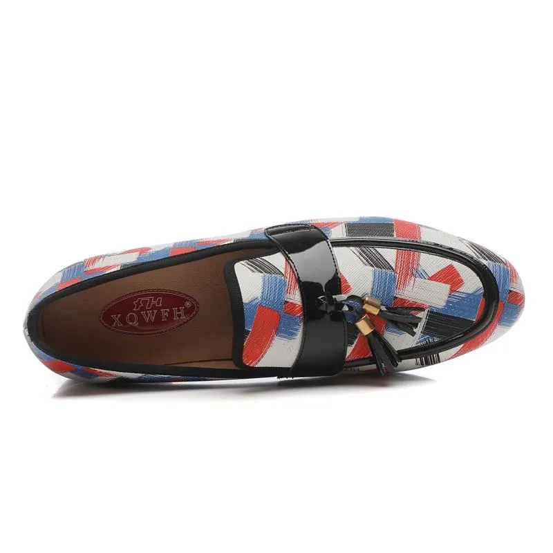 Men's Casual Synthetic Leather Printed Pattern Formal Party Slip-On Loafers