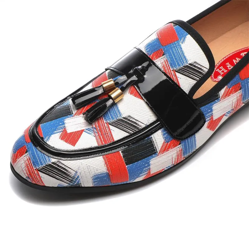 Men's Casual Synthetic Leather Printed Pattern Formal Party Slip-On Loafers