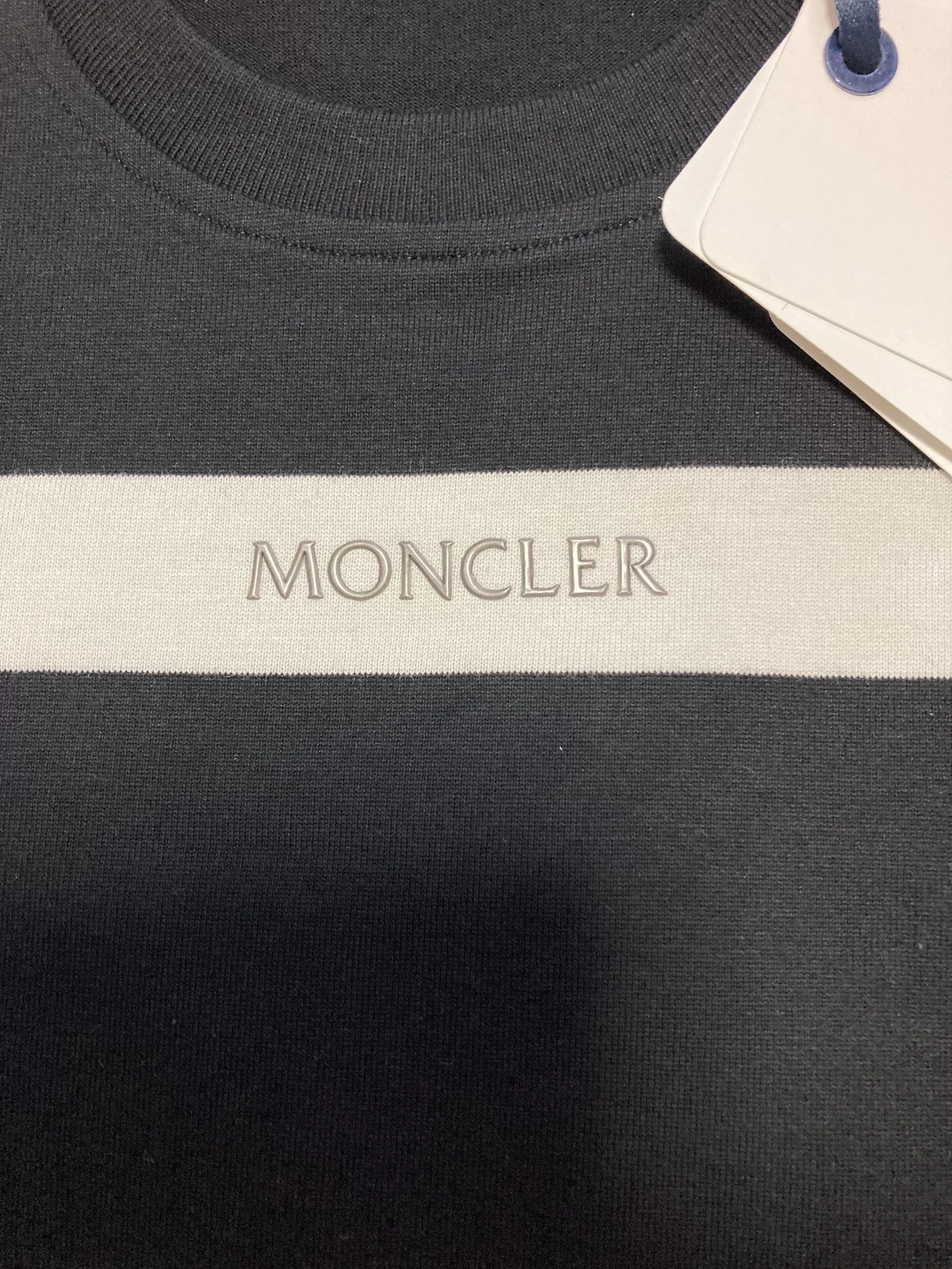 MONCLER  |Crew Neck Stripes Cotton Short Sleeves Logos on the Sleeves