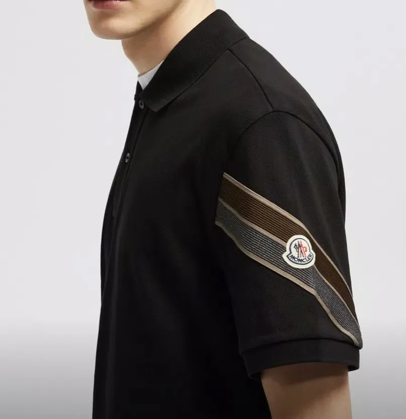 MONCLER  |Plain Cotton Short Sleeves Logos on the Sleeves Logo Polos