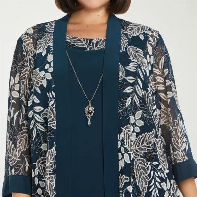 new!R & M Richards Plus Jacket Dress With Removable Necklace