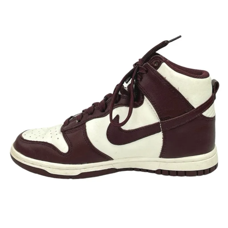 Nike Dunk High Burgundy White Lace Up High Top Athletic Sneakers Shoes Size 5.5