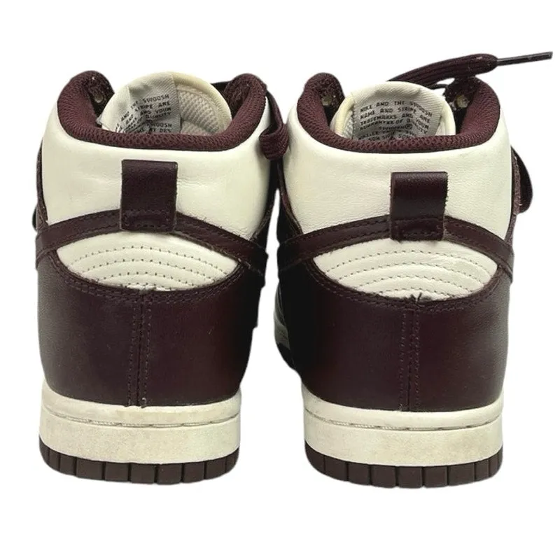 Nike Dunk High Burgundy White Lace Up High Top Athletic Sneakers Shoes Size 5.5