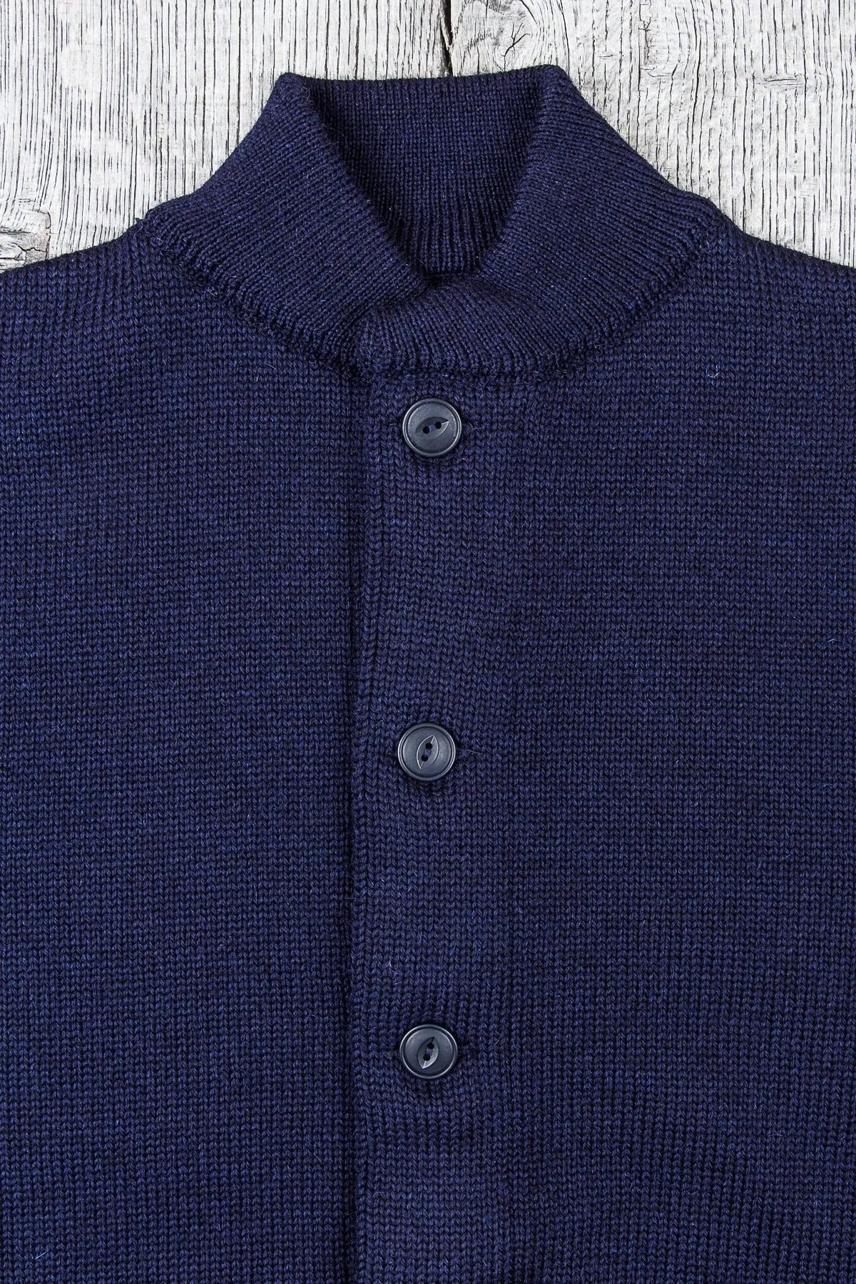 North Sea Clothing Brig 2 Wool Cardigan Navy