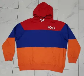 Nwt Polo Ralph Lauren Red/Royal/Orange Spellout Fleece Hoodie